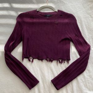 Distressed Cropped Sweater